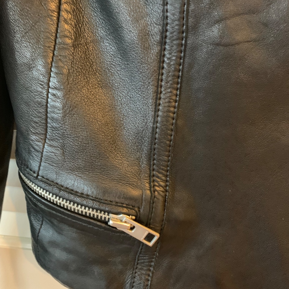 AllSaints Women's Black Bales Leather Biker Jacket - Picture 5 of 8